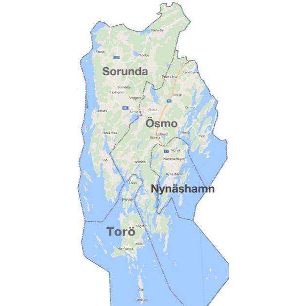 Karta över Nynäshamns kommun