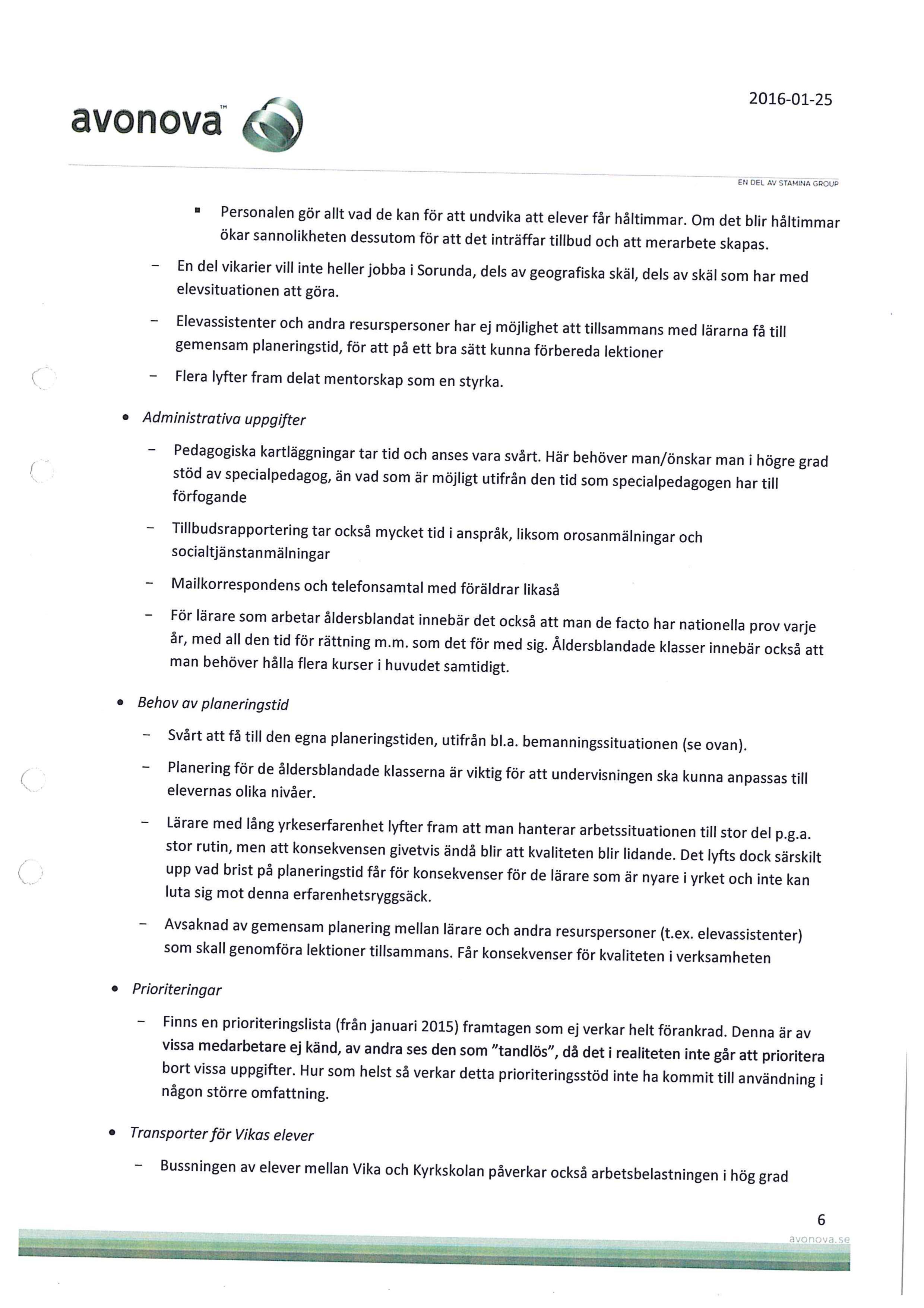 Rapport Psykosocial kartläggning inom Sorunda rektorsområde - sida 6