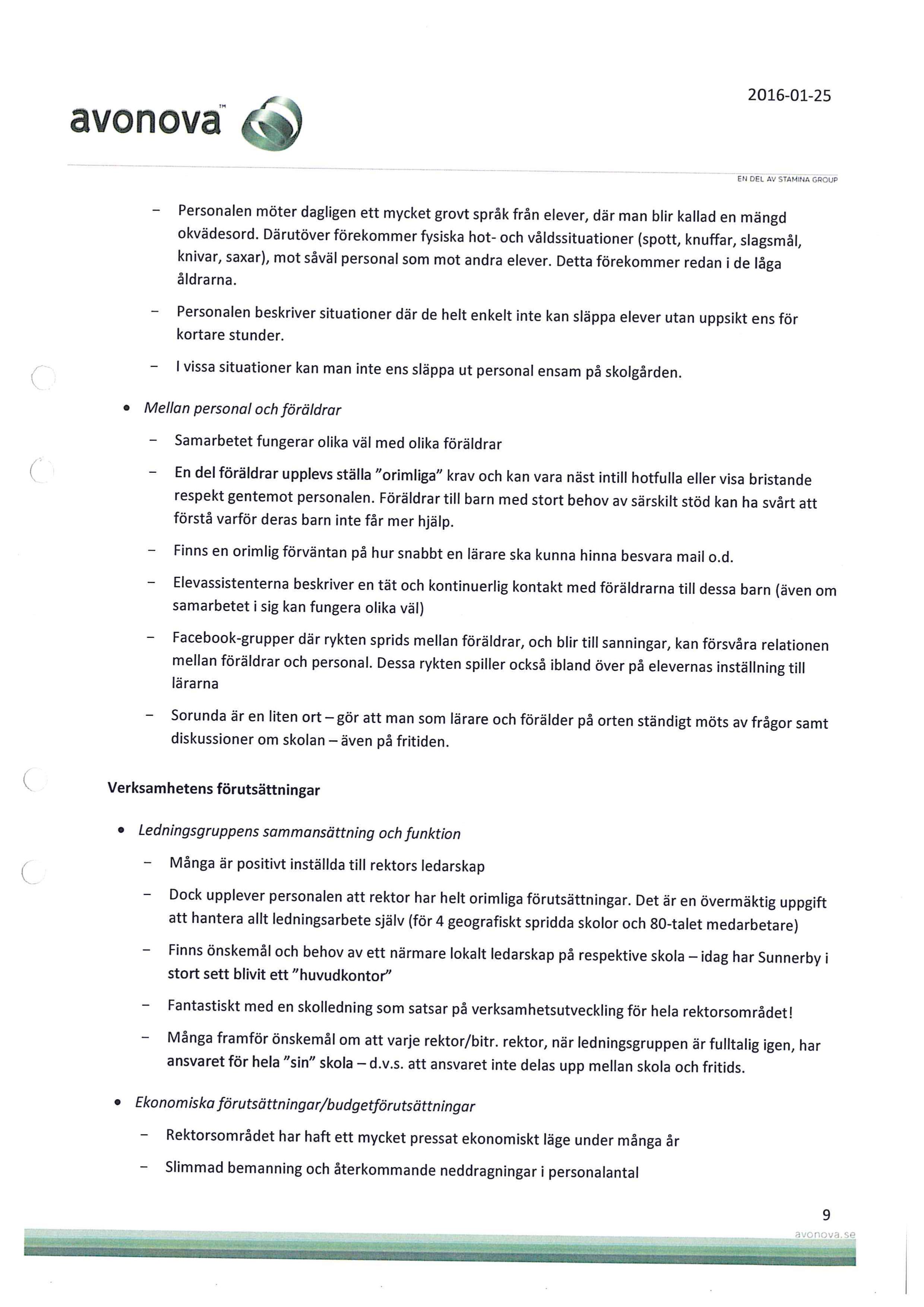 Rapport Psykosocial kartläggning inom Sorunda rektorsområde - sida 9