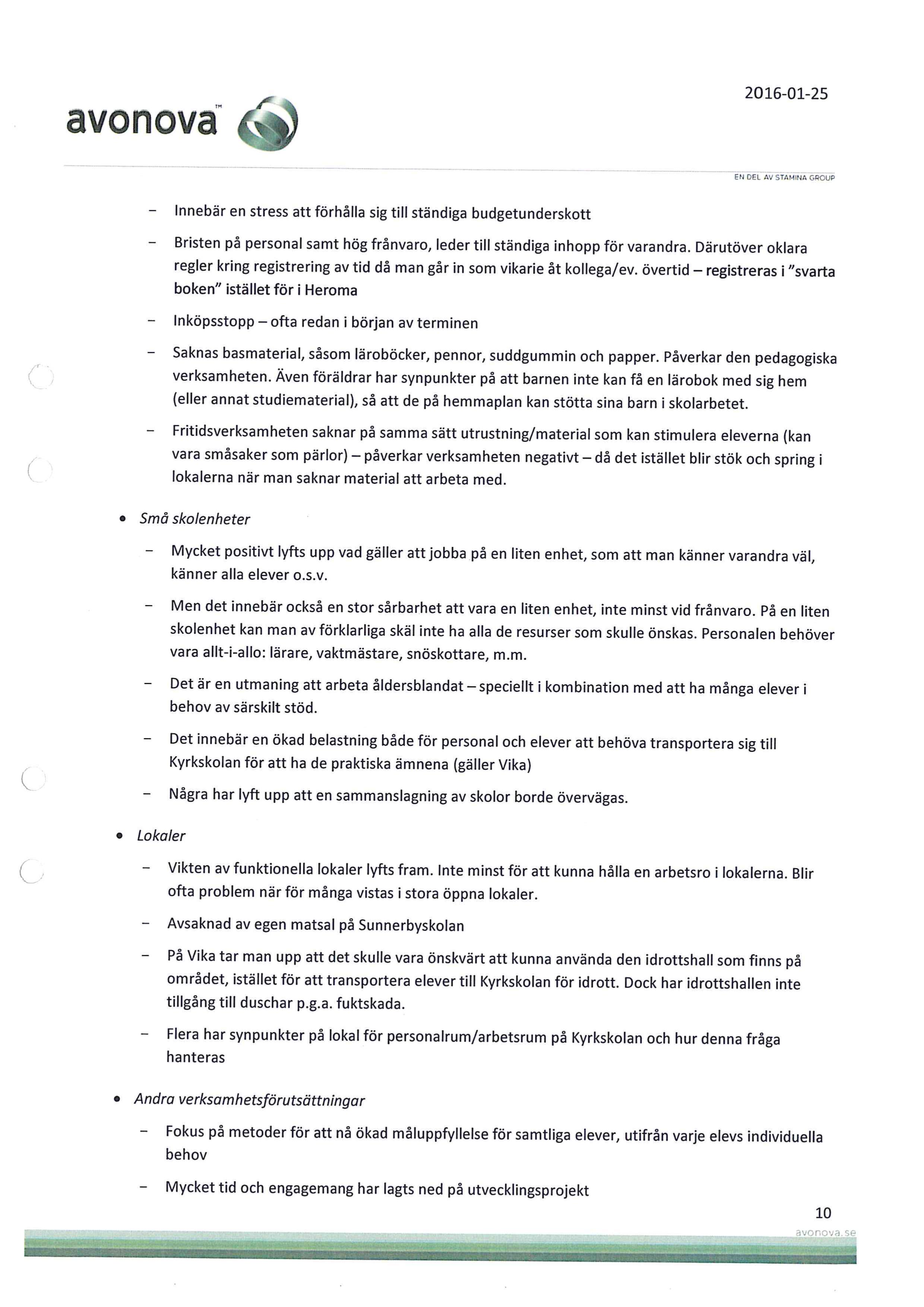 Rapport Psykosocial kartläggning inom Sorunda rektorsområde - sida 10
